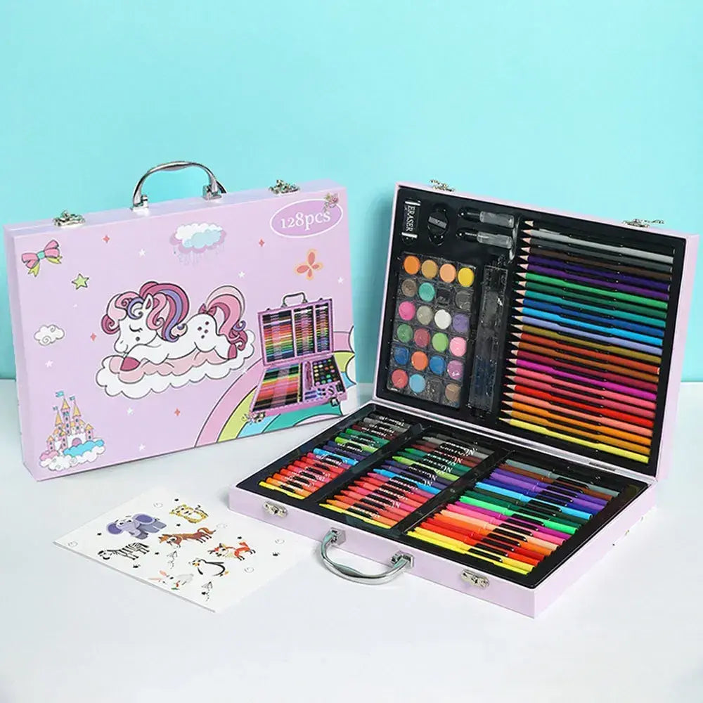 Набор для рисования в кейсе 128 предметов Розовый