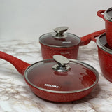 Набор посуды с гранитным антипригарным покрытием BellMax BM-305 из 12 предметов красный