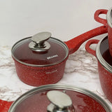 Набор посуды с гранитным антипригарным покрытием BellMax BM-305 из 12 предметов красный