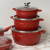 Набор посуды с гранитным антипригарным покрытием BellMax BM-305 из 12 предметов красный