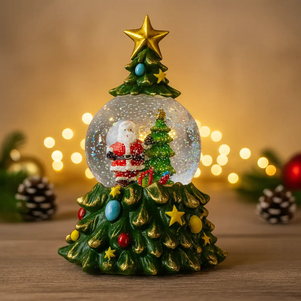 Музыкальный снежный шар-ночник "Елка" 15*15*23см LED, 5 Мелодий (XHF-8001)