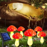 Декоративная гирлянда «Мухоморы» с солнечной батареей, 8 режимов свечения 6 шт