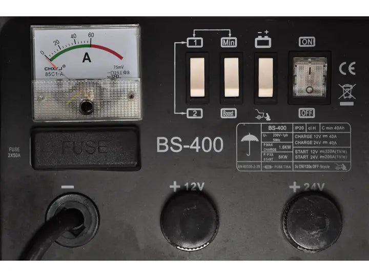 Пуско зарядное устройство для автомобильного аккумулятора 40А старт 400А АКБ 12-24V 1,6 кВт стрел. инд Organic Assistant BS-400