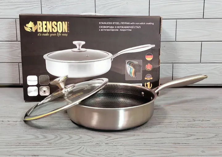 Cковорода глубокая Benson из нержавеющей стали 24см (BN-586)