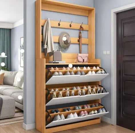 Вешалка с полкой для обуви STL-MD 75 / Полка для обуви в прихожую (Г24/Ш80/В220)