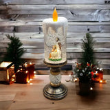 Дева-Мария Декоративная новогодняя LED свеча со снегом, 25см, от батареек и USB