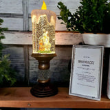 Декоративная новогодняя LED свеча со снегом, 25см, от батареек и USB