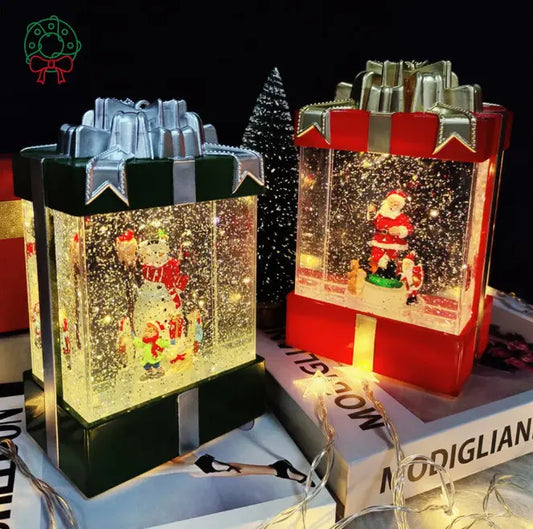 Декоративный светильник с эффектом снегопада, подсветкой и музыкой, Снеговик 803