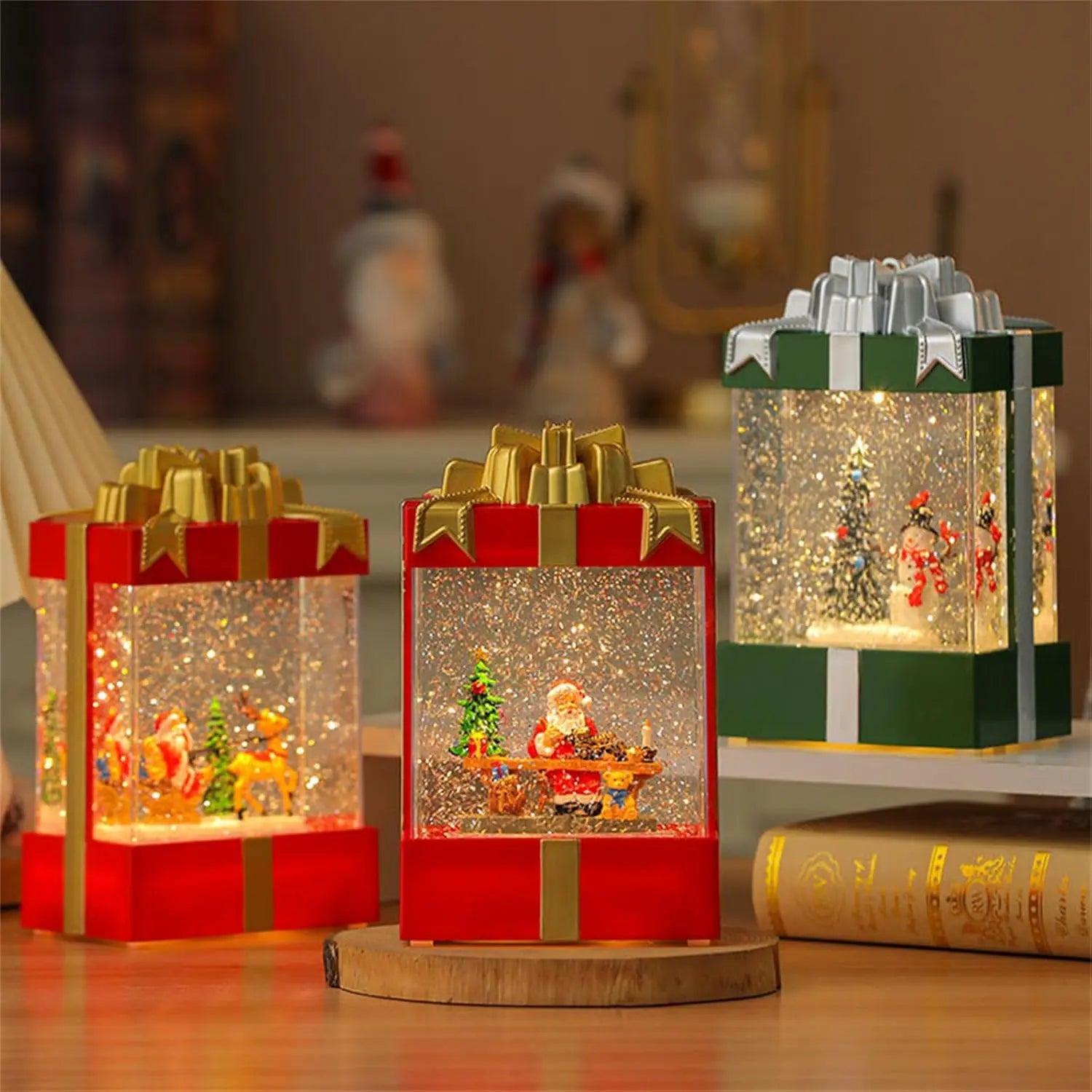 Декоративный светильник с эффектом снегопада, подсветкой и музыкой, Снеговик 803