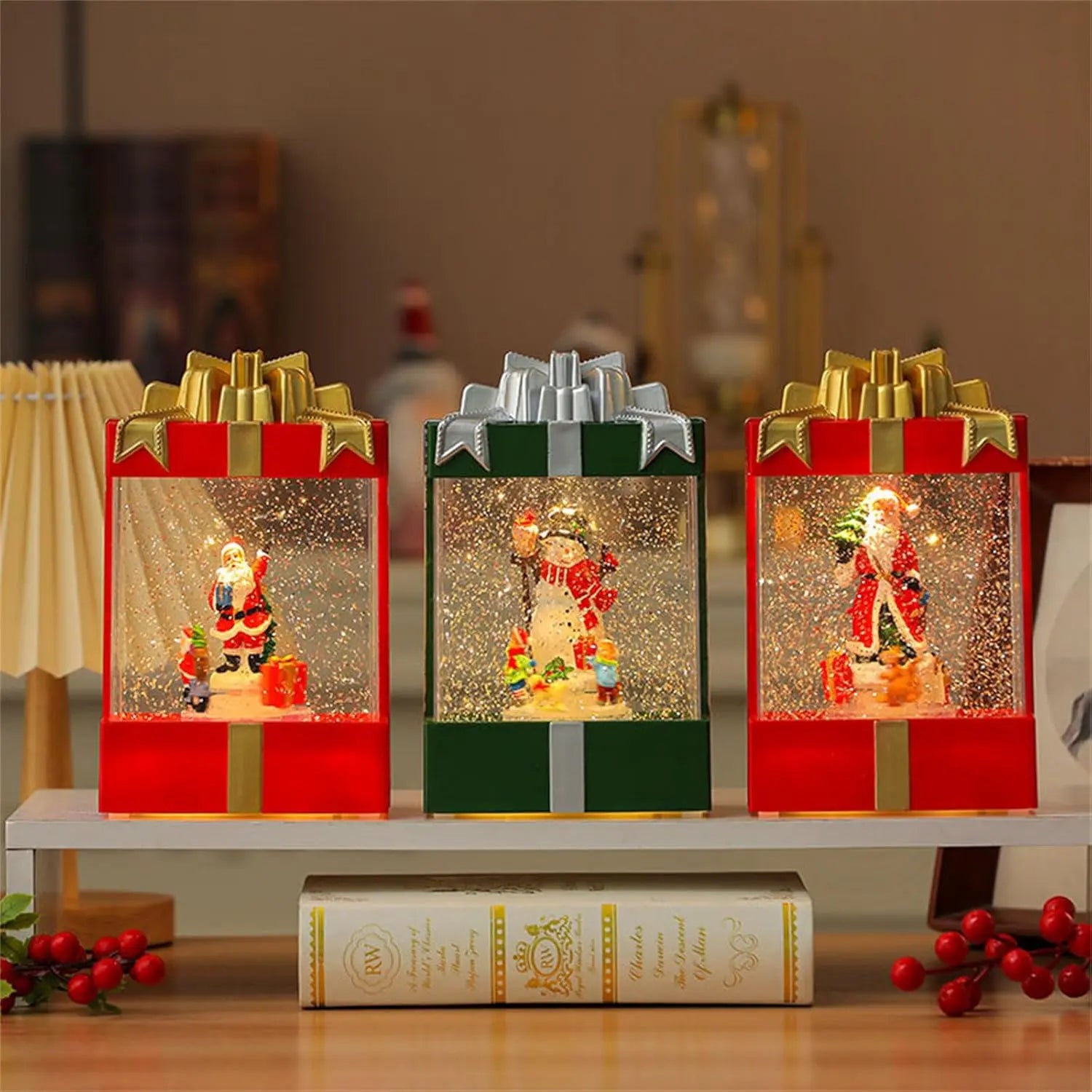 Декоративный светильник с эффектом снегопада, подсветкой и музыкой, Снеговик 803