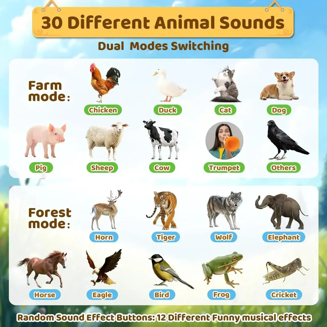 Детская интерактивная игрушка Горн со звуками животных Animal Caller Горн с имитацией 30 звуков животных