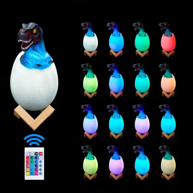 Детский светильник SUNROZ 3D Dinosaur Lamp лампа-ночник "Динозаврик в яйце" с пультом ДУ