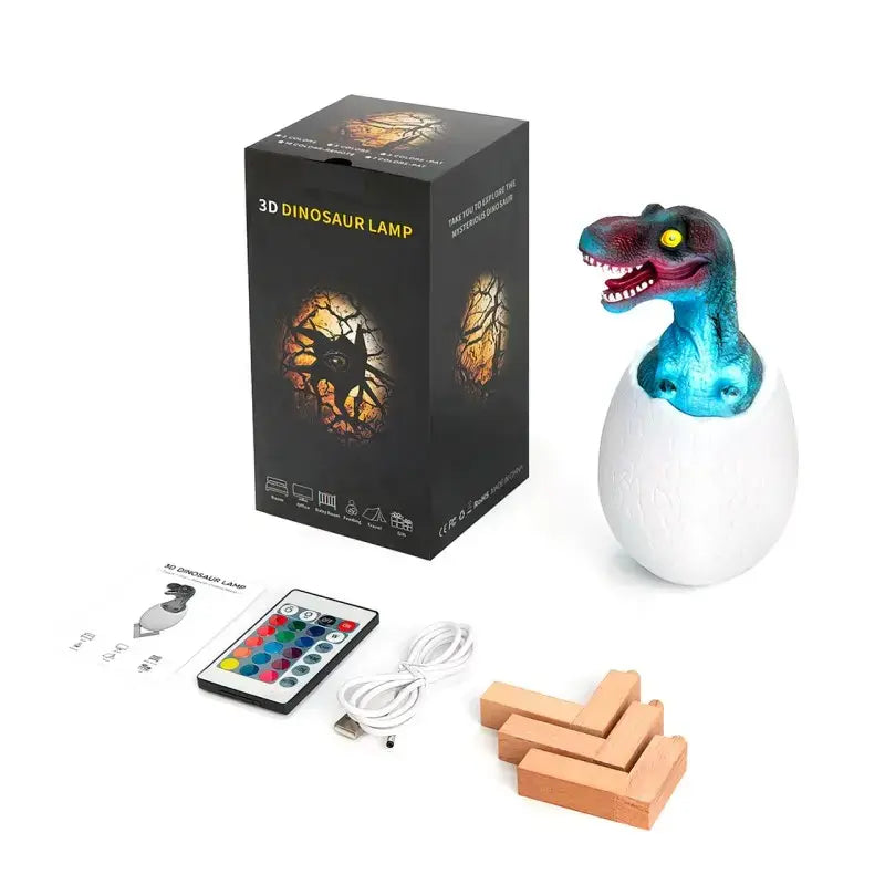 Детский светильник SUNROZ 3D Dinosaur Lamp лампа-ночник "Динозаврик в яйце" с пультом ДУ