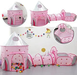 Детский игровой домик-палатка "Замок"  3в1 с туннелем и бассейном под шарики