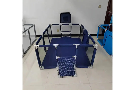 Детский игровой манеж-ограждение 125х125х63см для игр с баскетбольной корзиной и карманом для игрушек