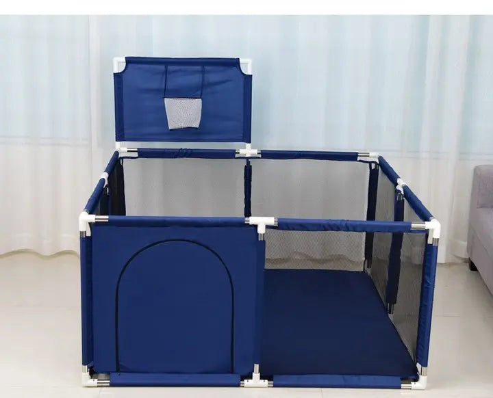 Детский игровой манеж-ограждение 125х125х63см для игр с баскетбольной корзиной и карманом для игрушек