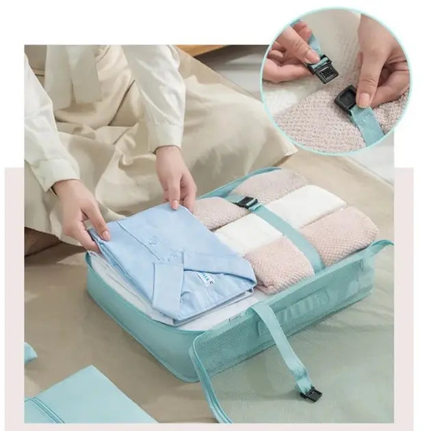 Дорожный органайзер 7в1 Набор органайзеров для одежды, обуви и аксессуаров для путешествий Бежевый