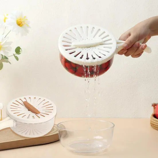 Двухслойная дренажная корзина / Миска для очистки фруктов с ситечком