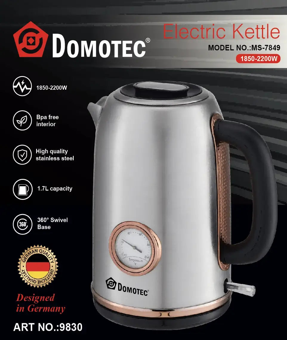 Электрочайник с термометром и корпусом из нержавеющей стали Domotec MS 7849