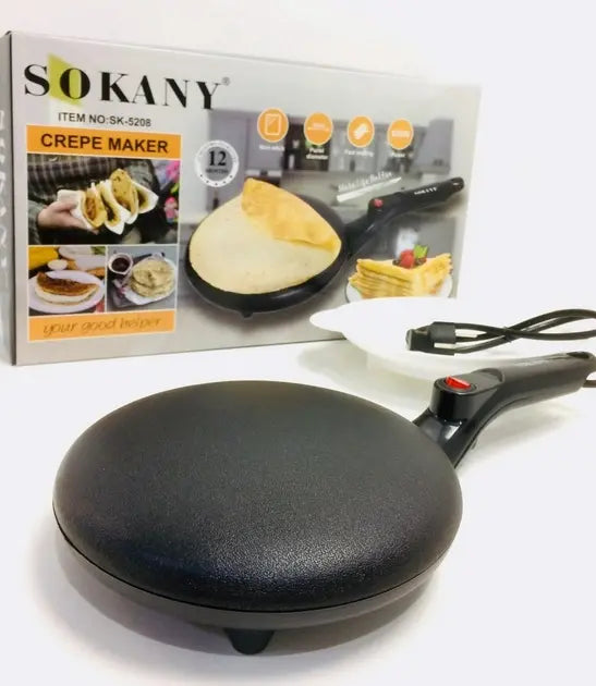 Электрическая блинница погружная сковорода для блинов с антипригарным покрытием 20 см электроблинница SOKANY SK 5208 600 Вт Черная