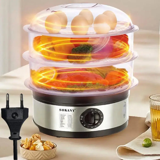 Электрическая пароварка 3-уровневая 650Вт, 11л, Sokany SK-07018 / Мантоварка электрическая / Электропароварка