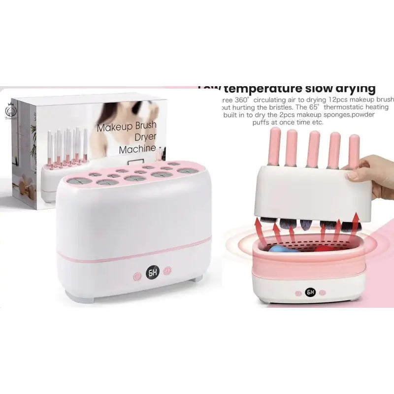 Электрическая сушилка для кистей для макияжа аккумуляторная с термоконтролем и 12 отверстиями