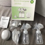 Электрический двойной массажный молокоотсос Kinder Goods в комплекте с 2 бутылочками для молока + соска, USB