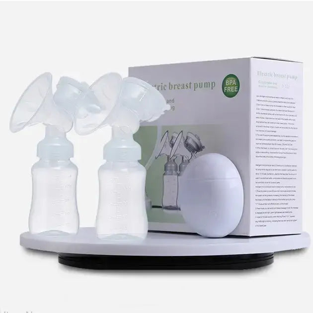 Электрический двойной массажный молокоотсос Kinder Goods в комплекте с 2 бутылочками для молока + соска, USB