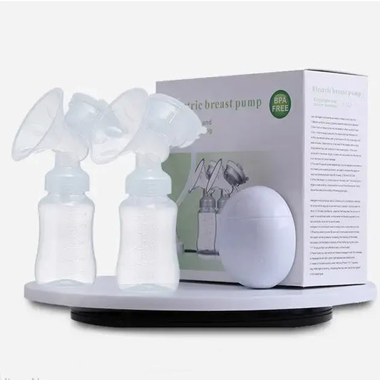 Электрический двойной массажный молокоотсос Kinder Goods в комплекте с 2 бутылочками для молока + соска, USB