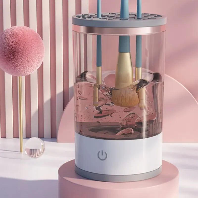 Электрический очиститель кистей  для макияжа Cleaning Brush 2 в 1 подставка для чистки и сушки косметических кисточе