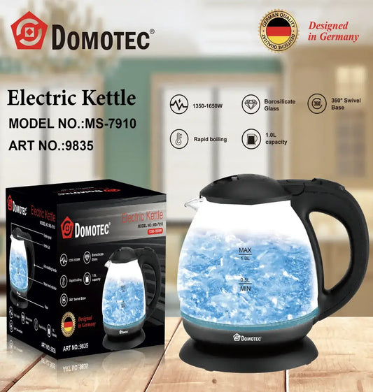 Электрический стеклянный чайник 1 л Domotec MS 7910