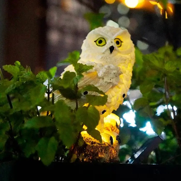 Фонарь садовый Сова с солнечной панелью WHITE
