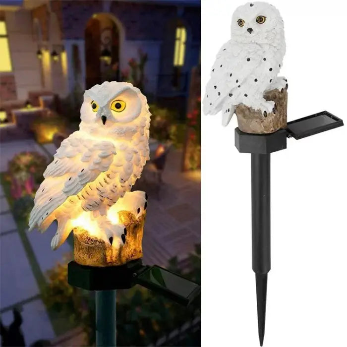 Фонарь садовый Сова с солнечной панелью WHITE