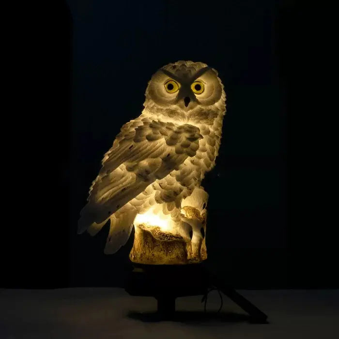 Фонарь садовый Сова с солнечной панелью WHITE