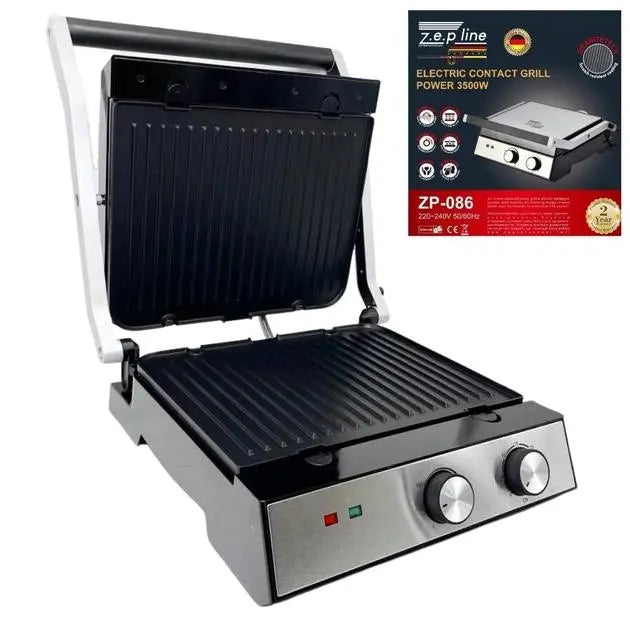 Гриль электрический прижимной Zepline 3500W со съемными пластинами контактный