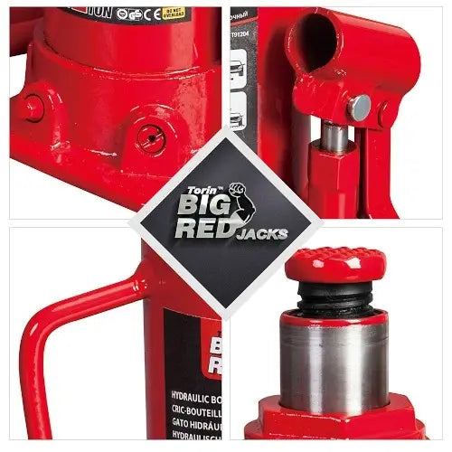 Гидравлический домкрат бутылочный на 10т, Красный / Домкрат для автомобилей и грузовиков / Стальной домкрат