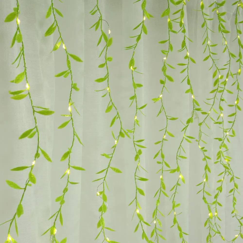 Гирлянда-штора с листочками Curtain Copper SF-55 внутренняя, с прозрачным проводом, 10м