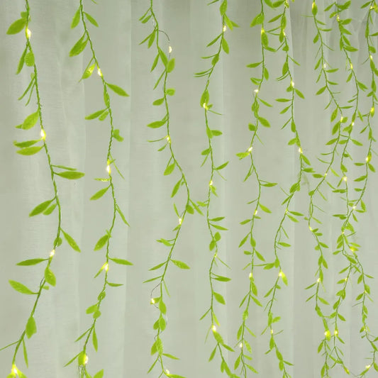 Гирлянда-штора с листочками Curtain Copper SF-55 внутренняя, с прозрачным проводом, 10м