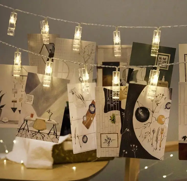 Гирлянда светодиодная с прищепками для фото 4,5м 20 Led от батареек