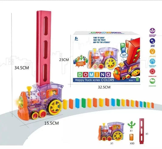 Конструктор игрушка-поезд домино, DOMINO Happy Truck sciries COLORS 60 деталей