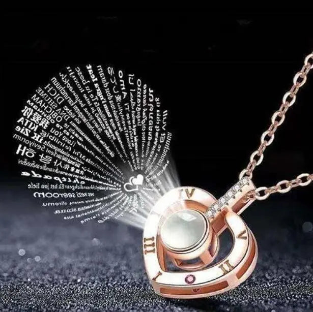 Кулон подвеска с проекцией I love you Я тебя люблю на 100 языках мира в форме сердца