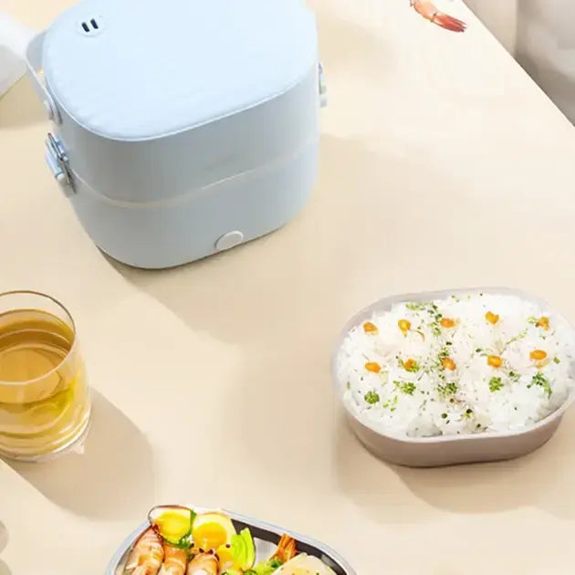 Ланч-бокс с подогревом объемом 1 л на два контейнера с крышками LY-800