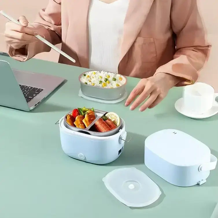 Ланч-бокс с подогревом объемом 1 л на два контейнера с крышками LY-800