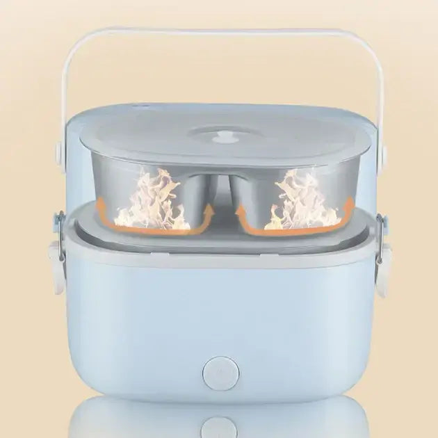 Ланч-бокс с подогревом объемом 1 л на два контейнера с крышками LY-800