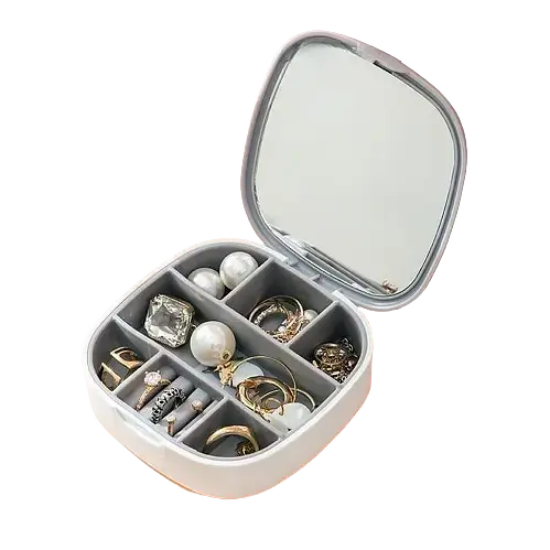 Маленькая дорожная шкатулка для украшений, мини-органайзер для украшений с зеркалом