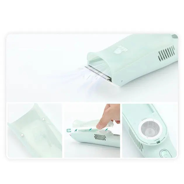 Машинка для стрижки детей бесшумная с вытяжкой VGR V-155, 4 безопасные насадки, IPX8, зеленая