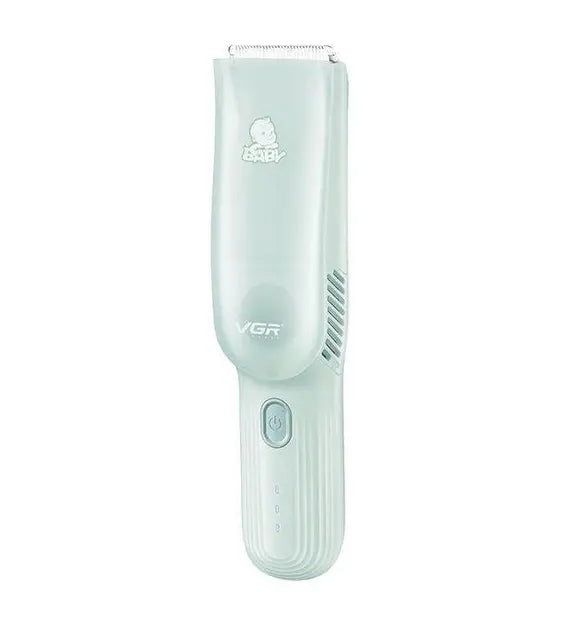 Машинка для стрижки детей бесшумная с вытяжкой VGR V-155, 4 безопасные насадки, IPX8, зеленая
