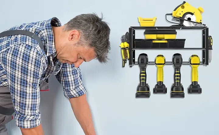 Металлическая настенная полка – органайзер Urbankit для хранения электроинструментов: шуруповерта, дрели, отверток, плоскогубцев и т.д.