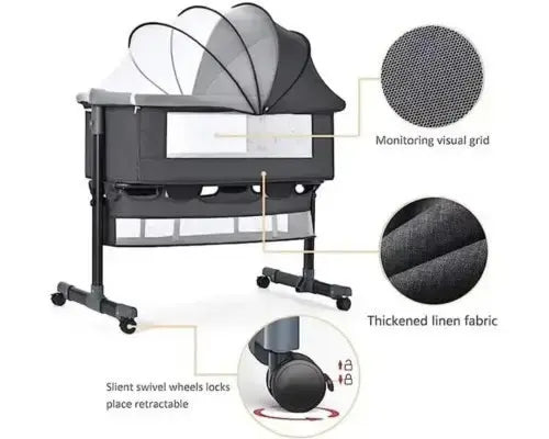 Многофункциональная детская приставная кроватка-качалка с пеленалным столиком