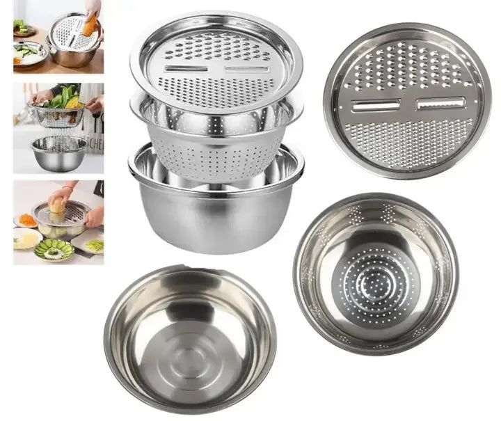 Многофункциональный кухонный набор из нержавеющей стали 3 в 1 Metal Basket Cutter